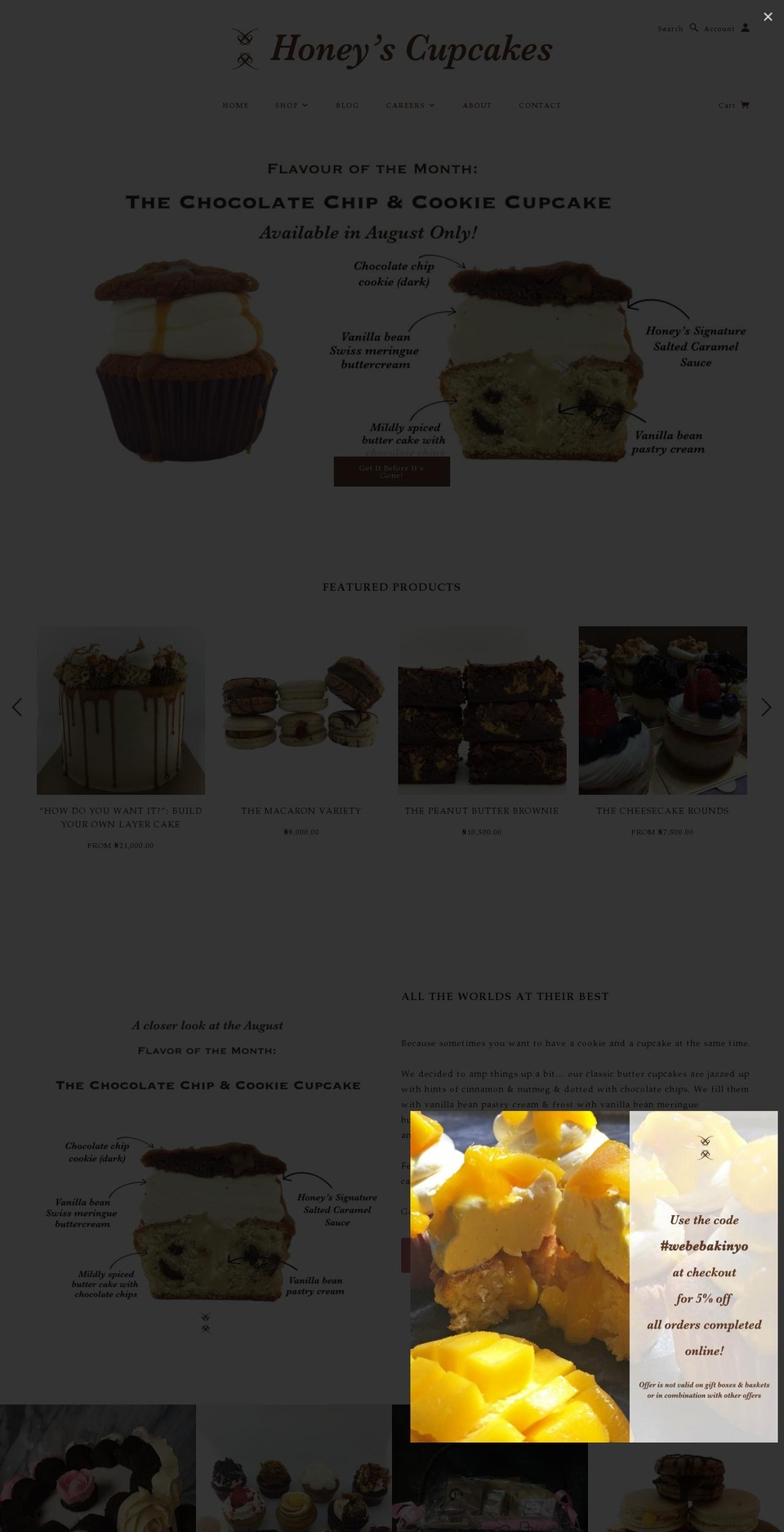 honeys-cupcakes.myshopify.com shopify website screenshot