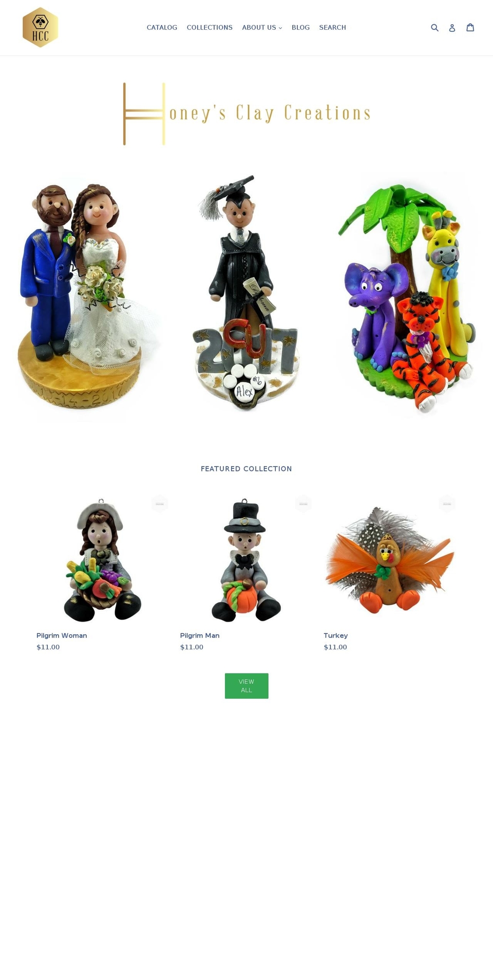 honeysclaycreations.com — Shopify storefront screenshot