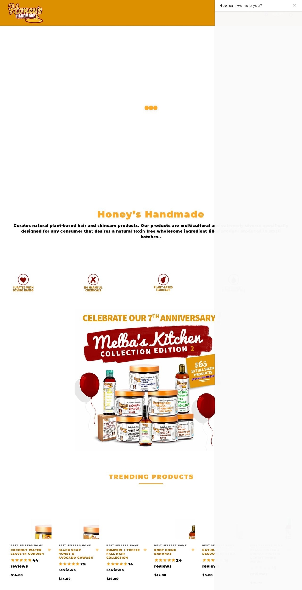 Handmade Shopify theme site example honeyshandmade.com