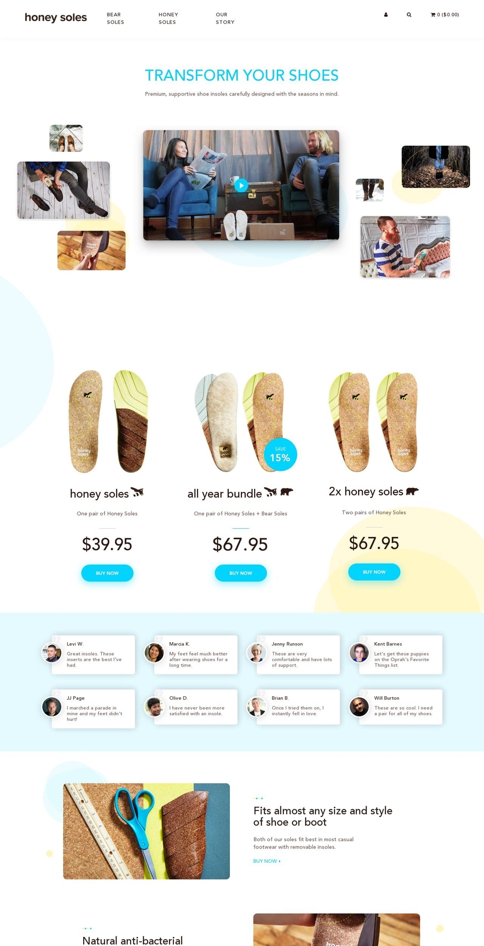 honeysoles.co shopify website screenshot