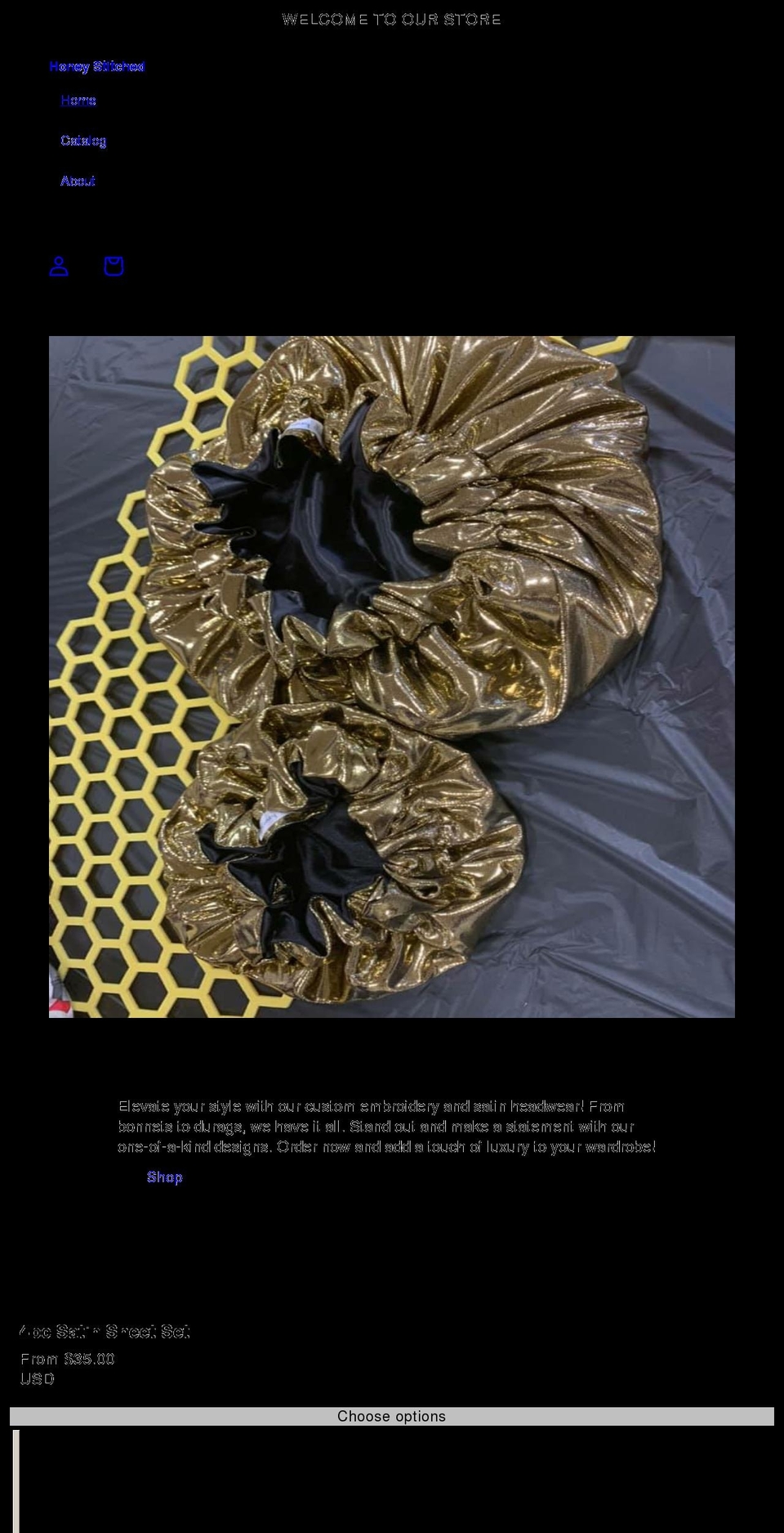 honeystitched.com shopify website screenshot