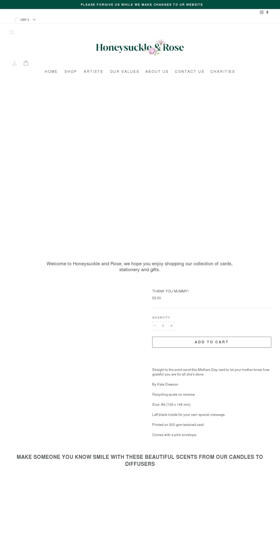 honeysuckleandrose.com shopify website screenshot