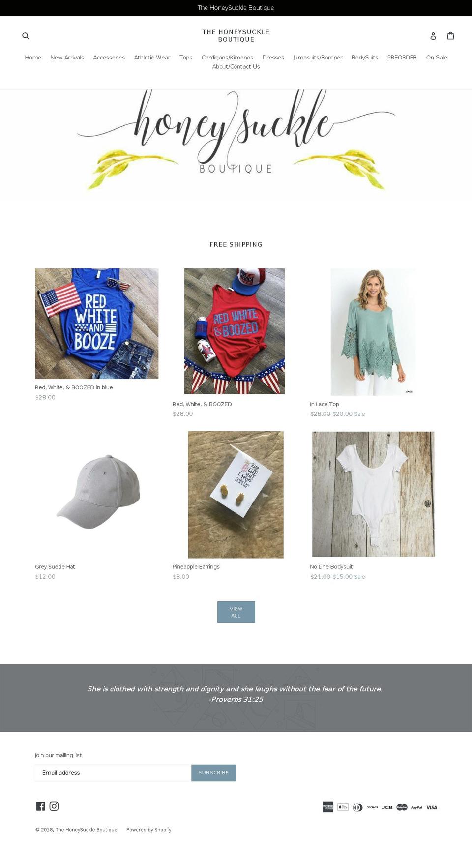 honeysuckleboutiquesc.com — Shopify storefront screenshot
