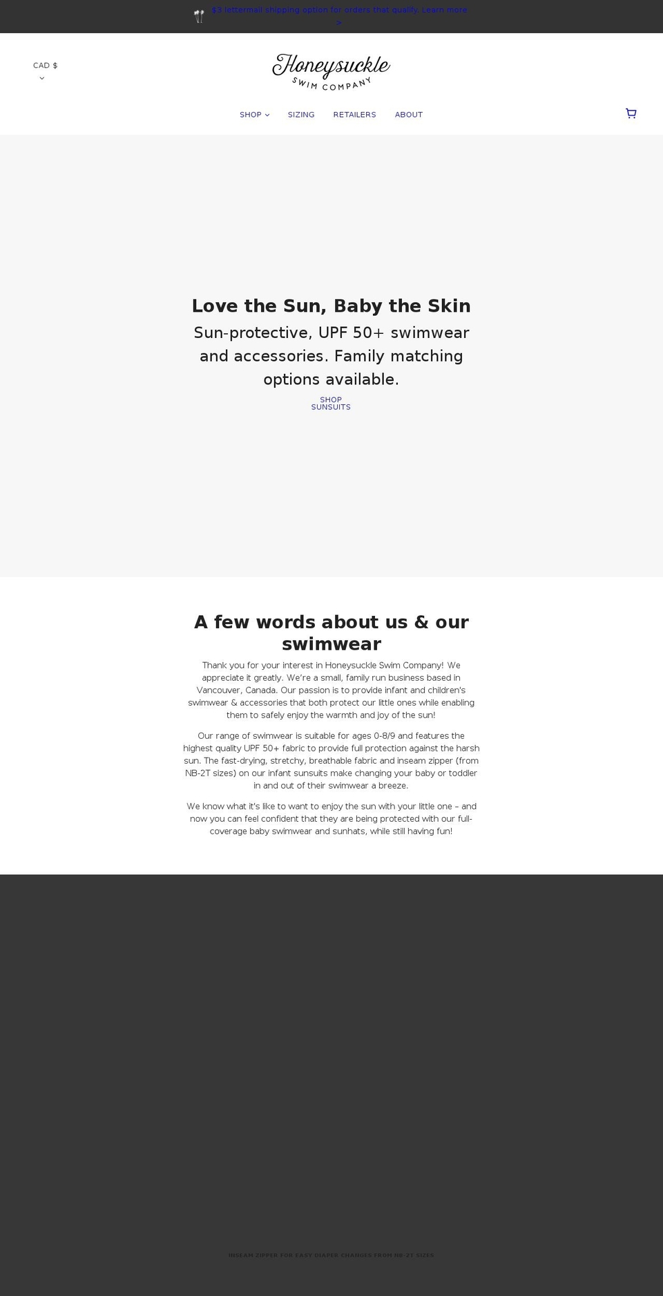 honeysuckleswimco.com — Shopify storefront screenshot