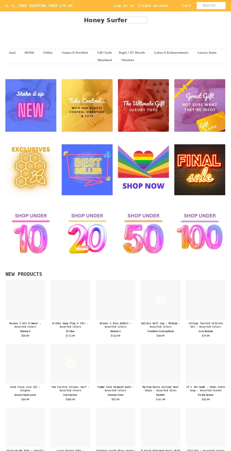 honeysurfer.com shopify website screenshot