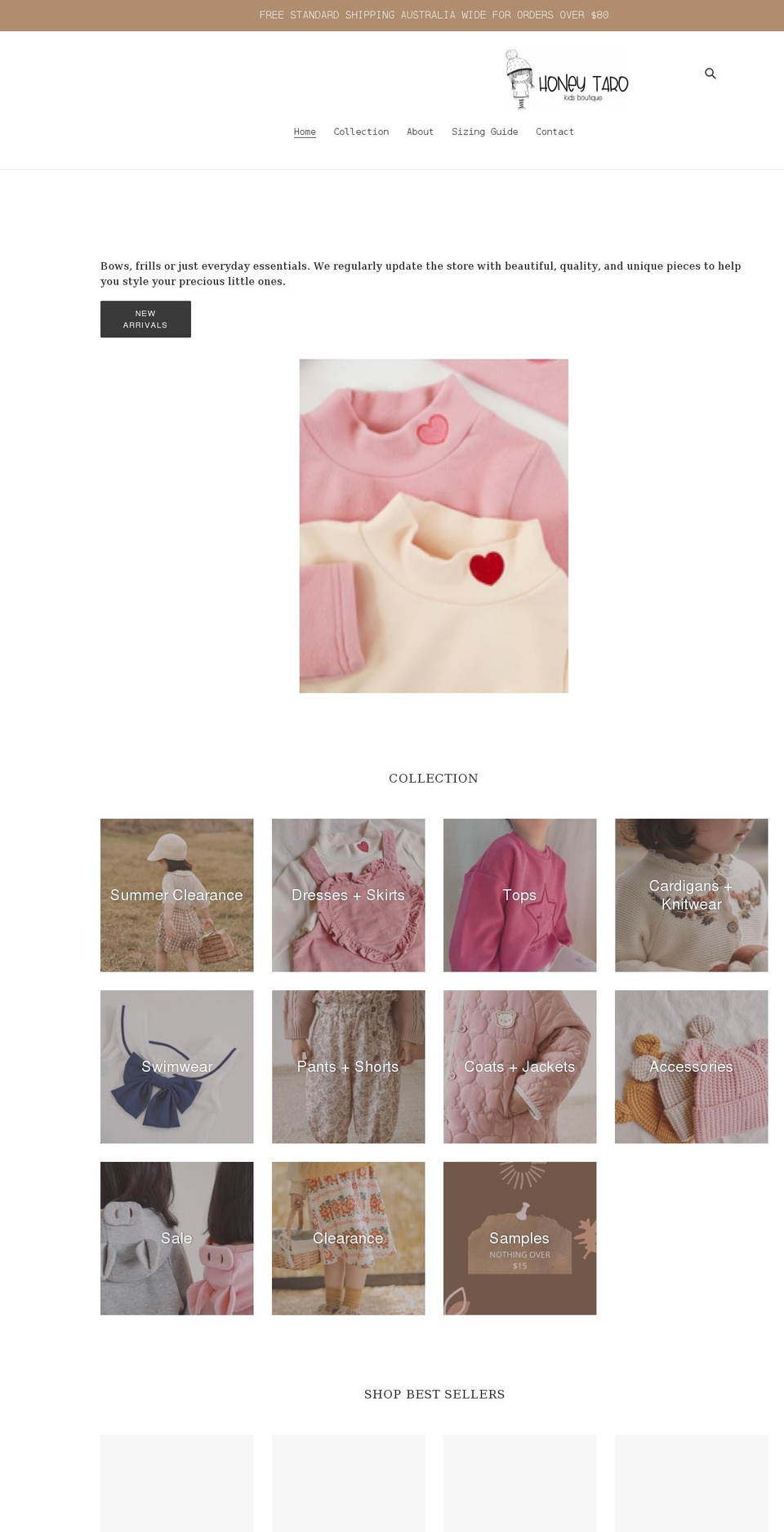 honeytaro.com.au shopify website screenshot