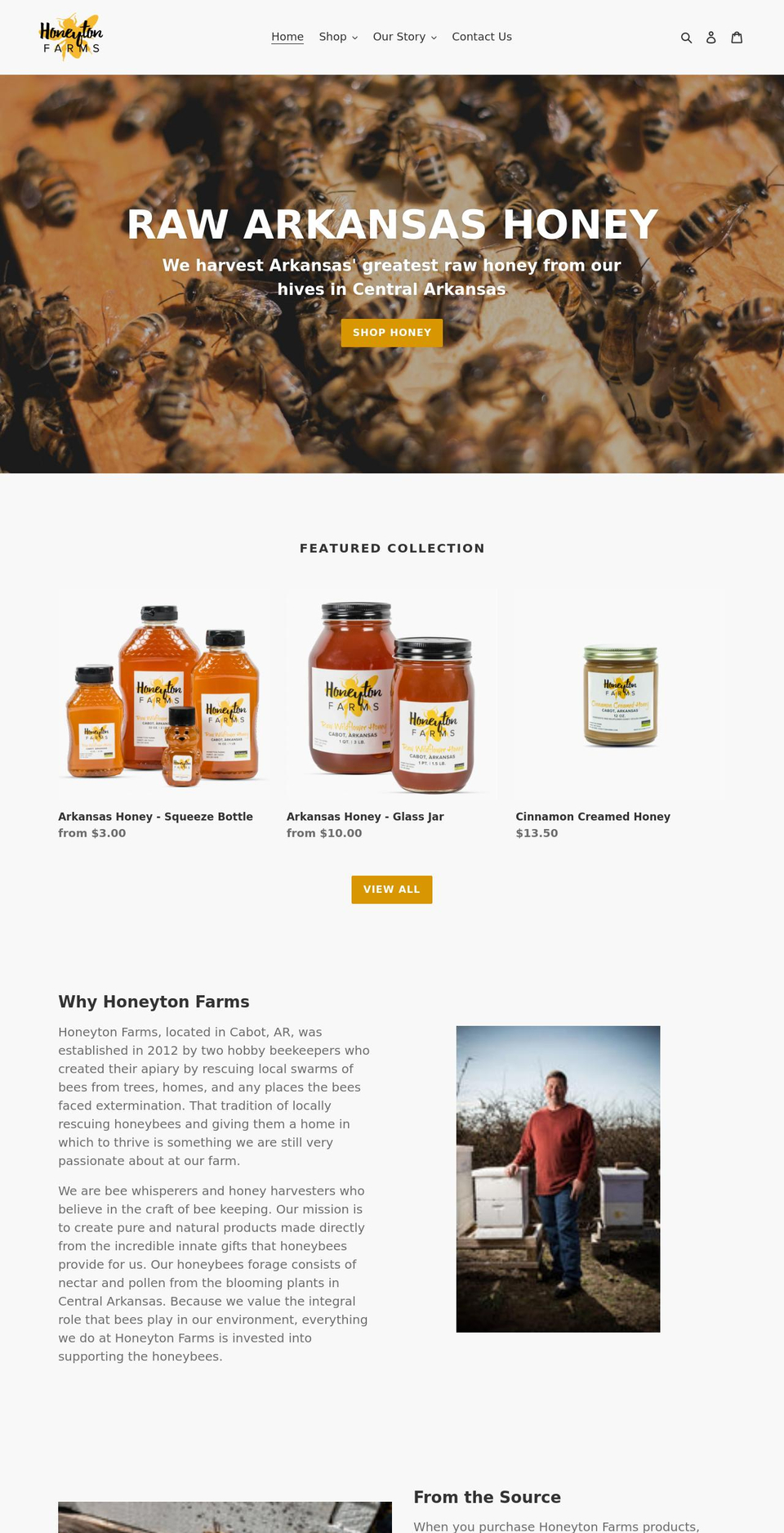 honeytonfarms.com shopify website screenshot