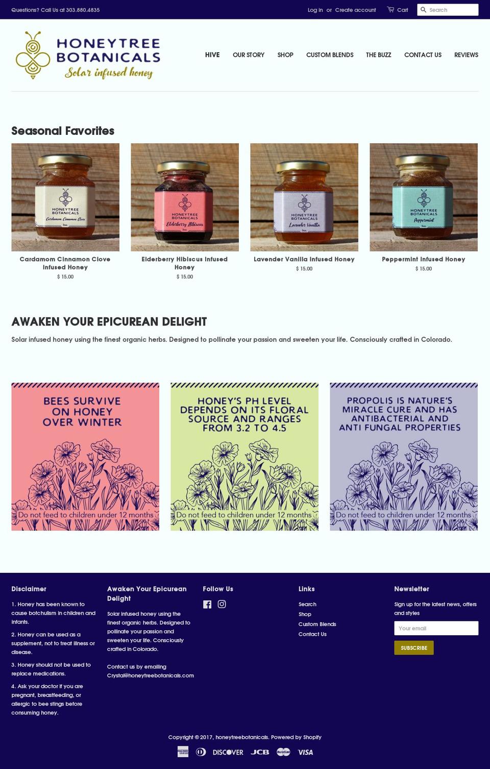 honeytreebotanicals.com shopify website screenshot