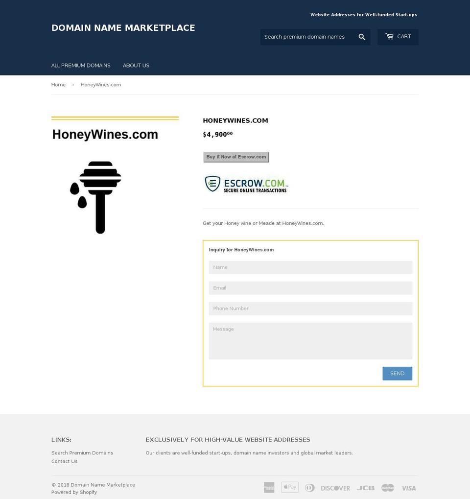 honeywines.com — Shopify storefront screenshot