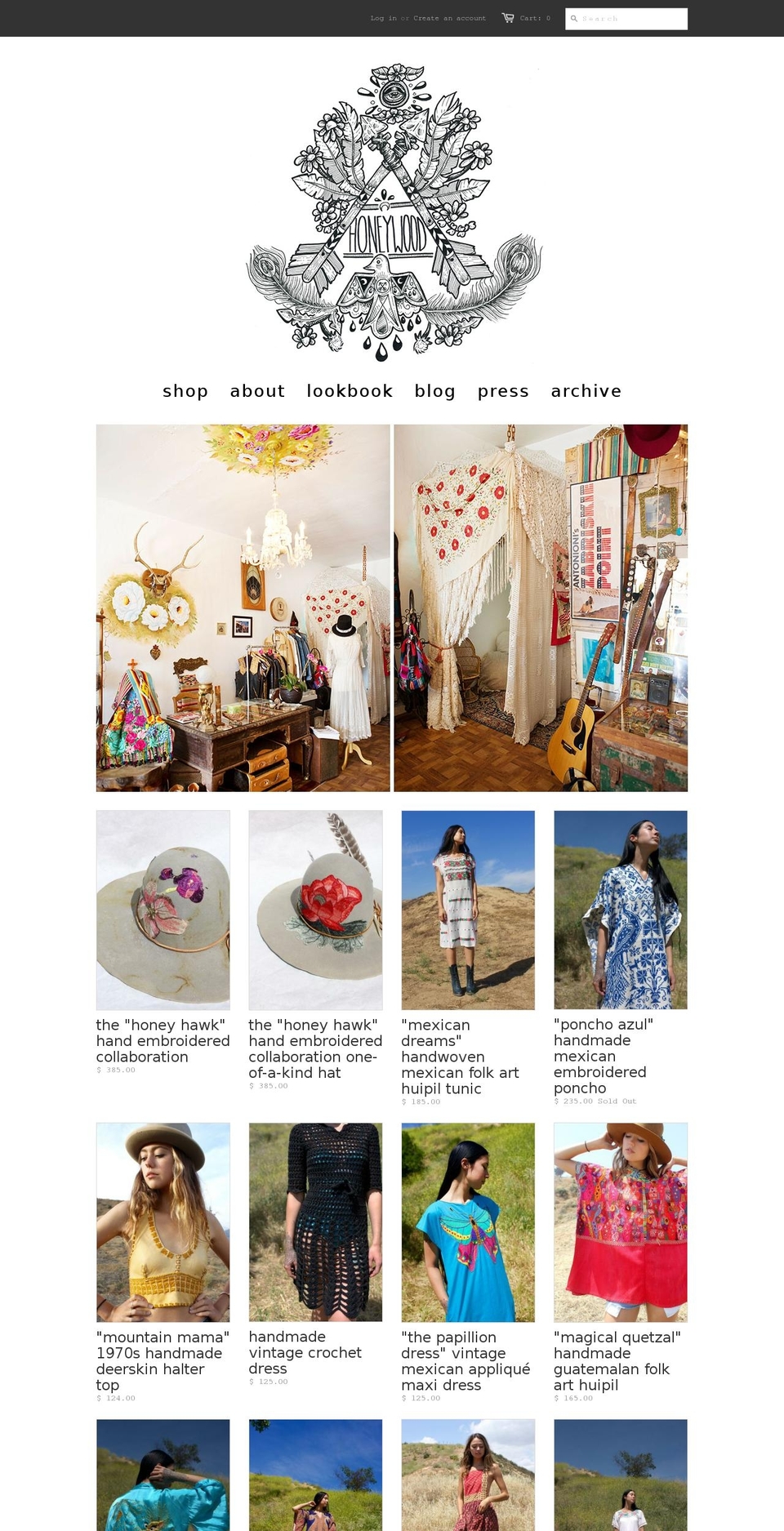 honeywoodvintage.com shopify website screenshot