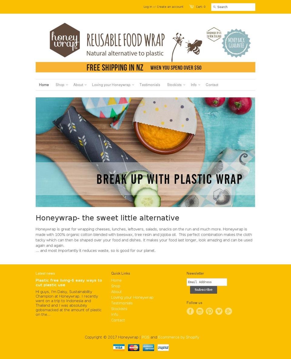 honeywrap.com shopify website screenshot