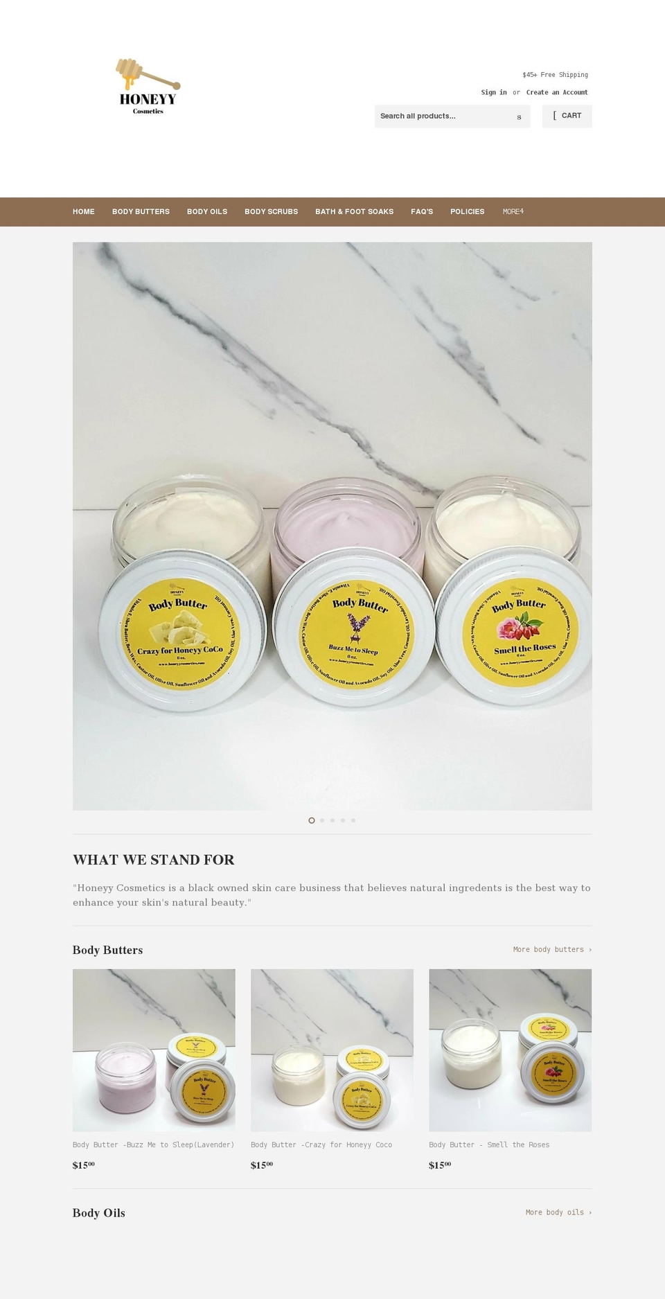 honeyycosmetics.com shopify website screenshot
