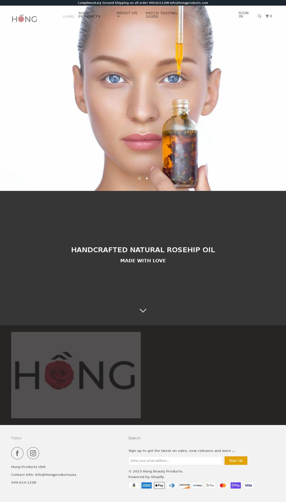 hongproductsusa.com shopify website screenshot