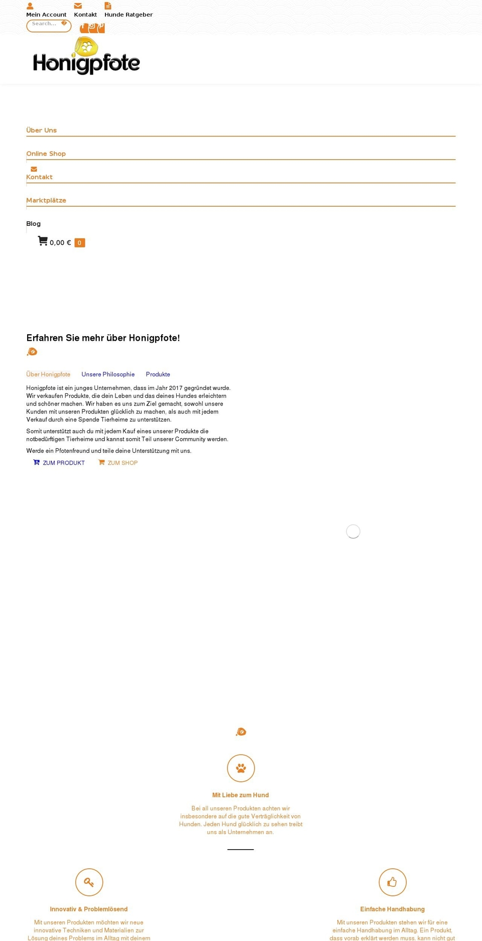 honigpfote.de shopify website screenshot