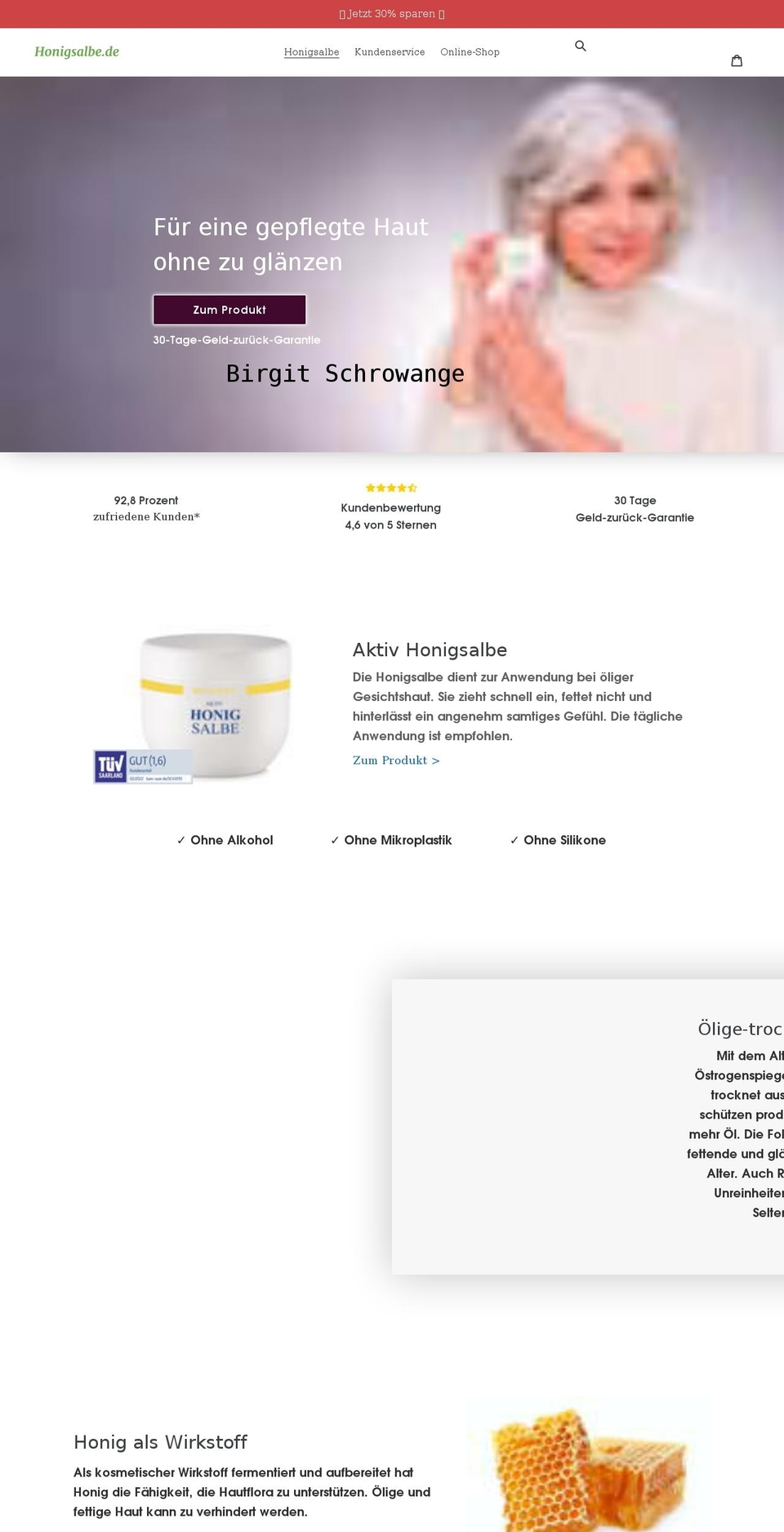 honigsalbe.de shopify website screenshot