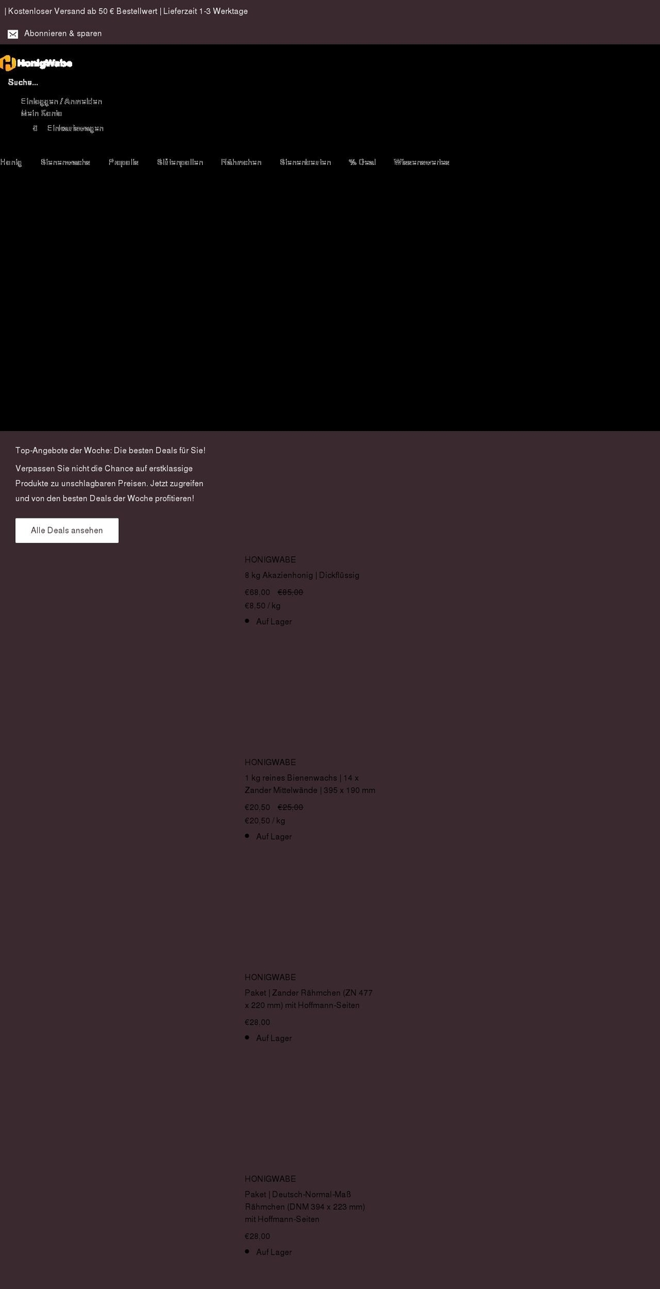 honigwabe.de shopify website screenshot