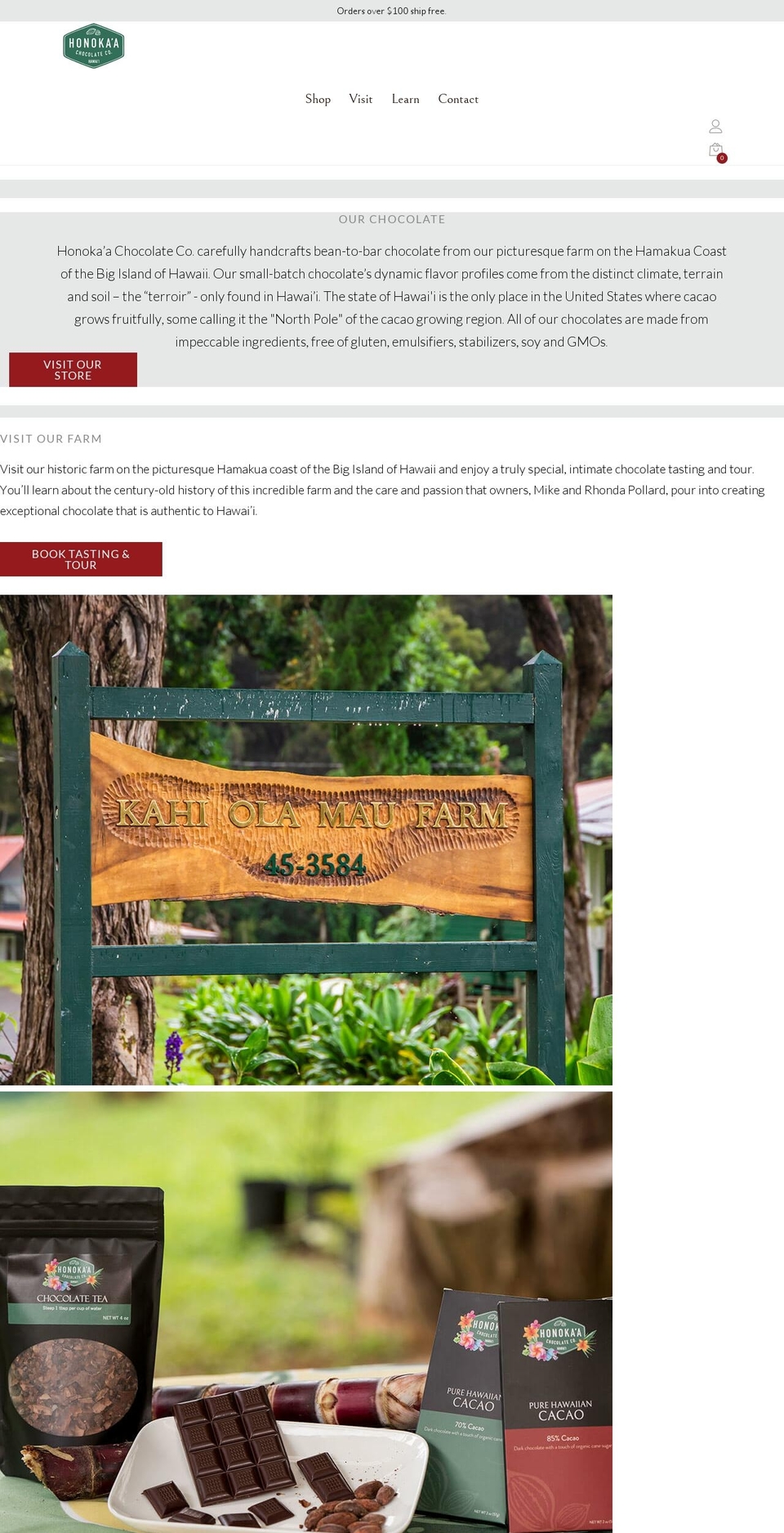 honokaachocolateco.com shopify website screenshot