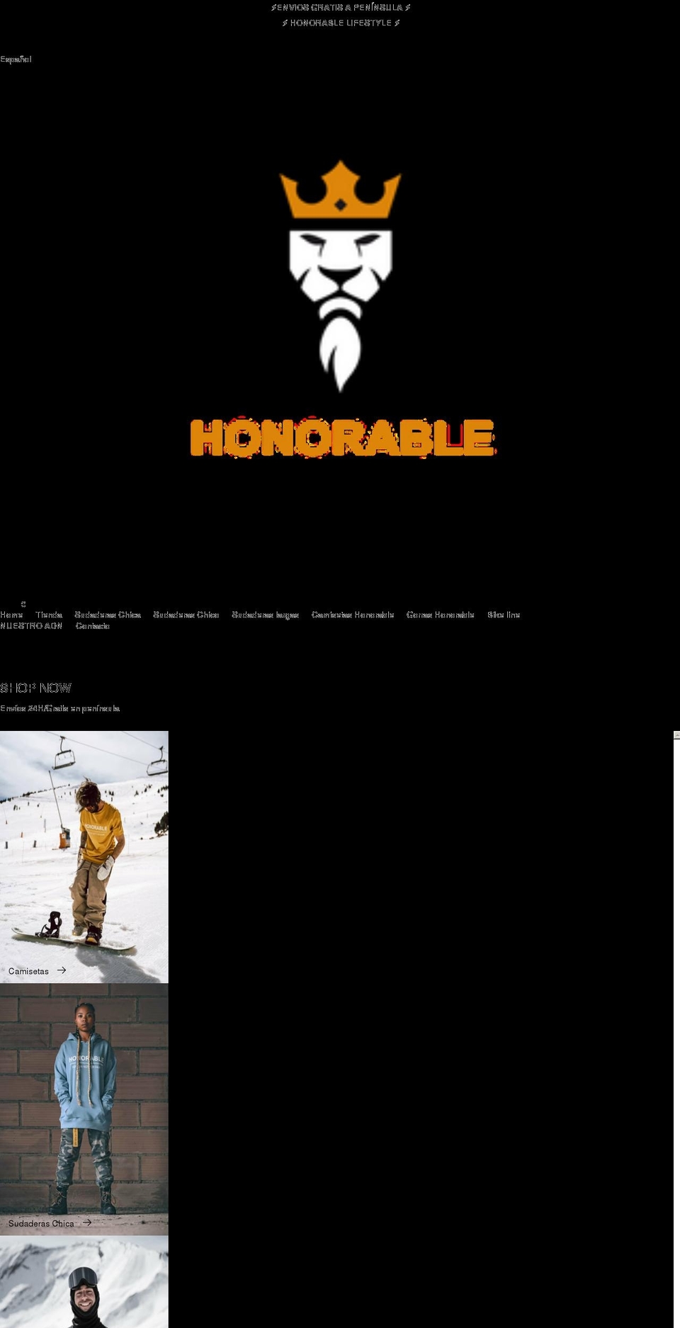 honorableclothing.com shopify website screenshot