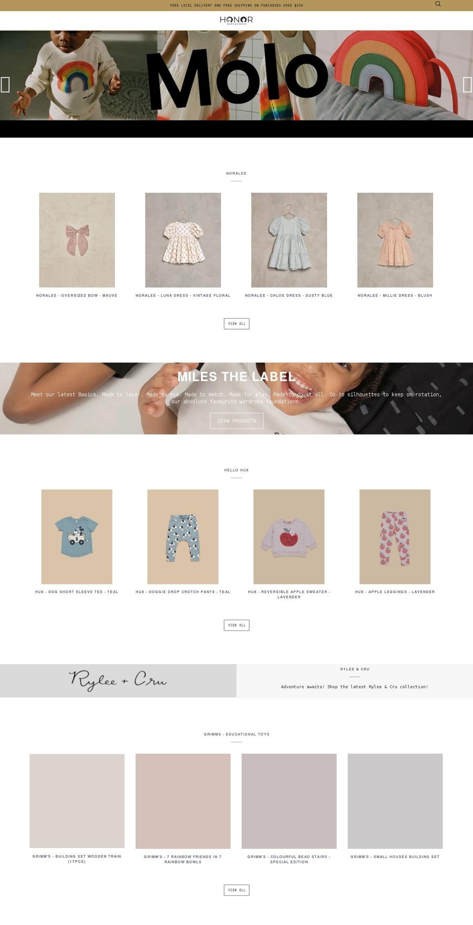 honorbabyandchild.com — Shopify storefront screenshot