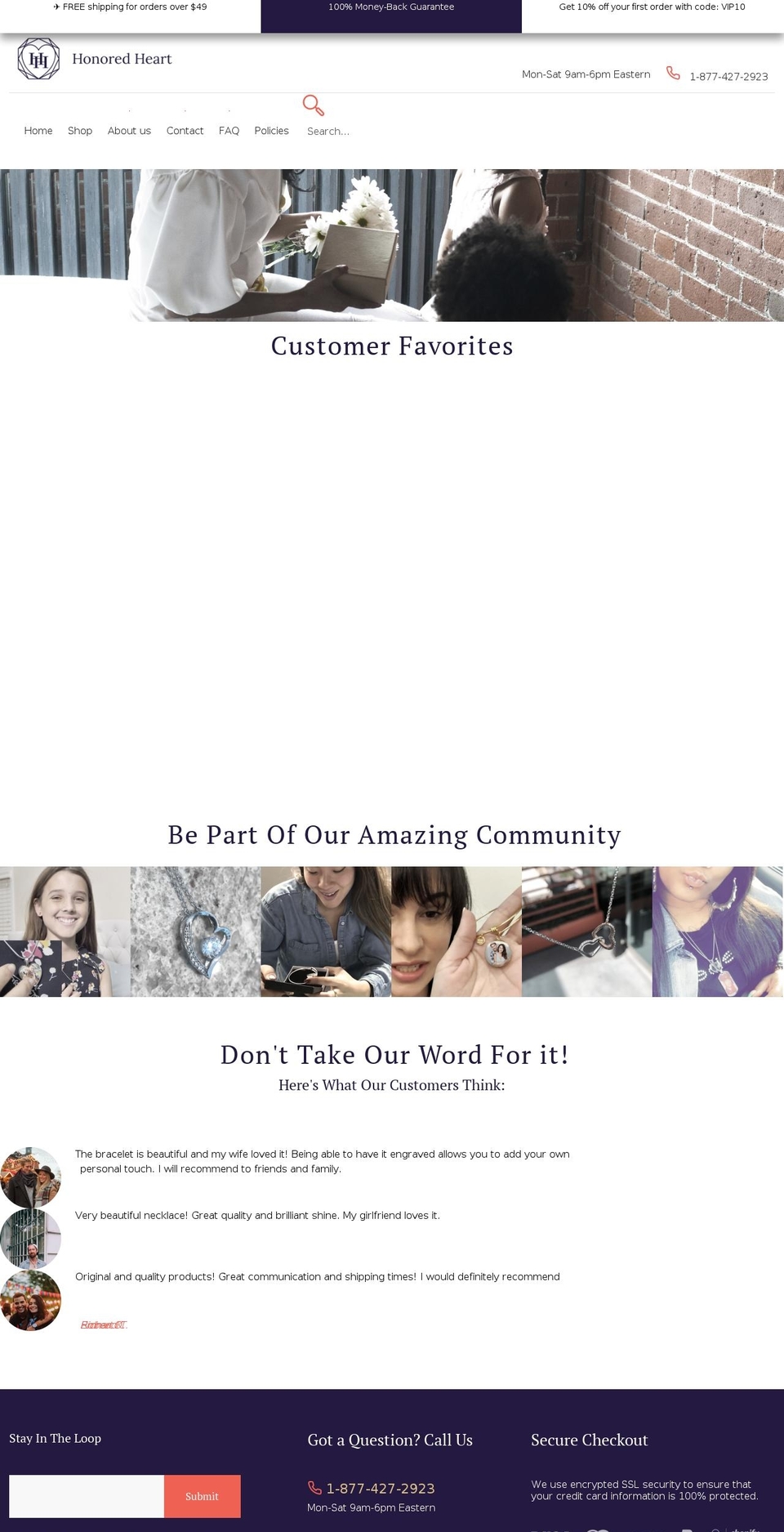 honoredheart.com shopify website screenshot