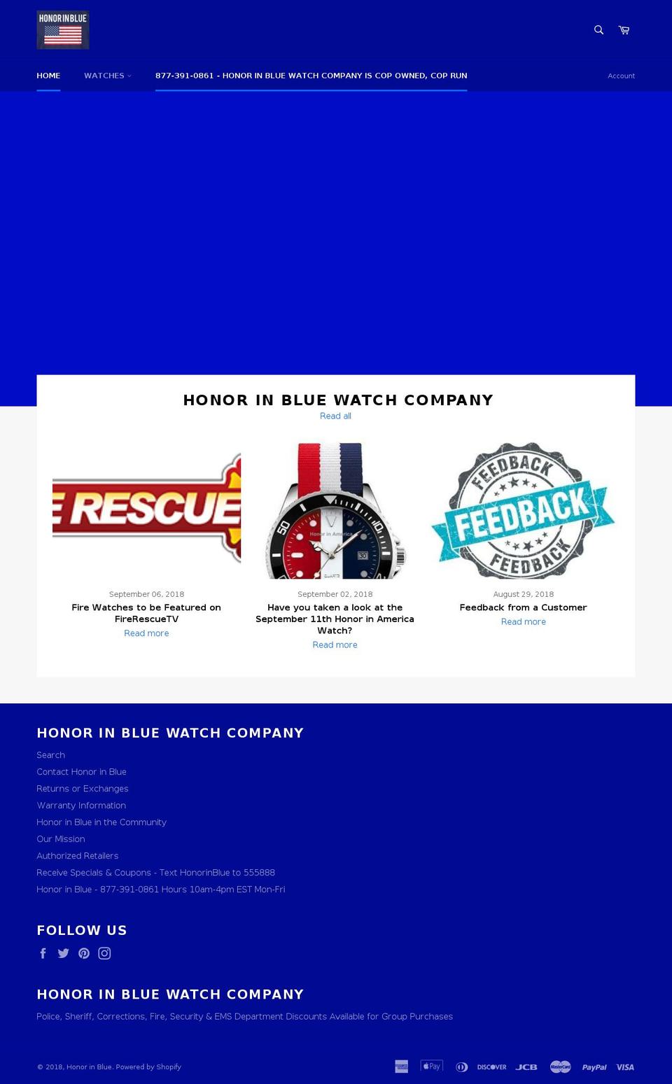 honorinamerica.com — Shopify storefront screenshot