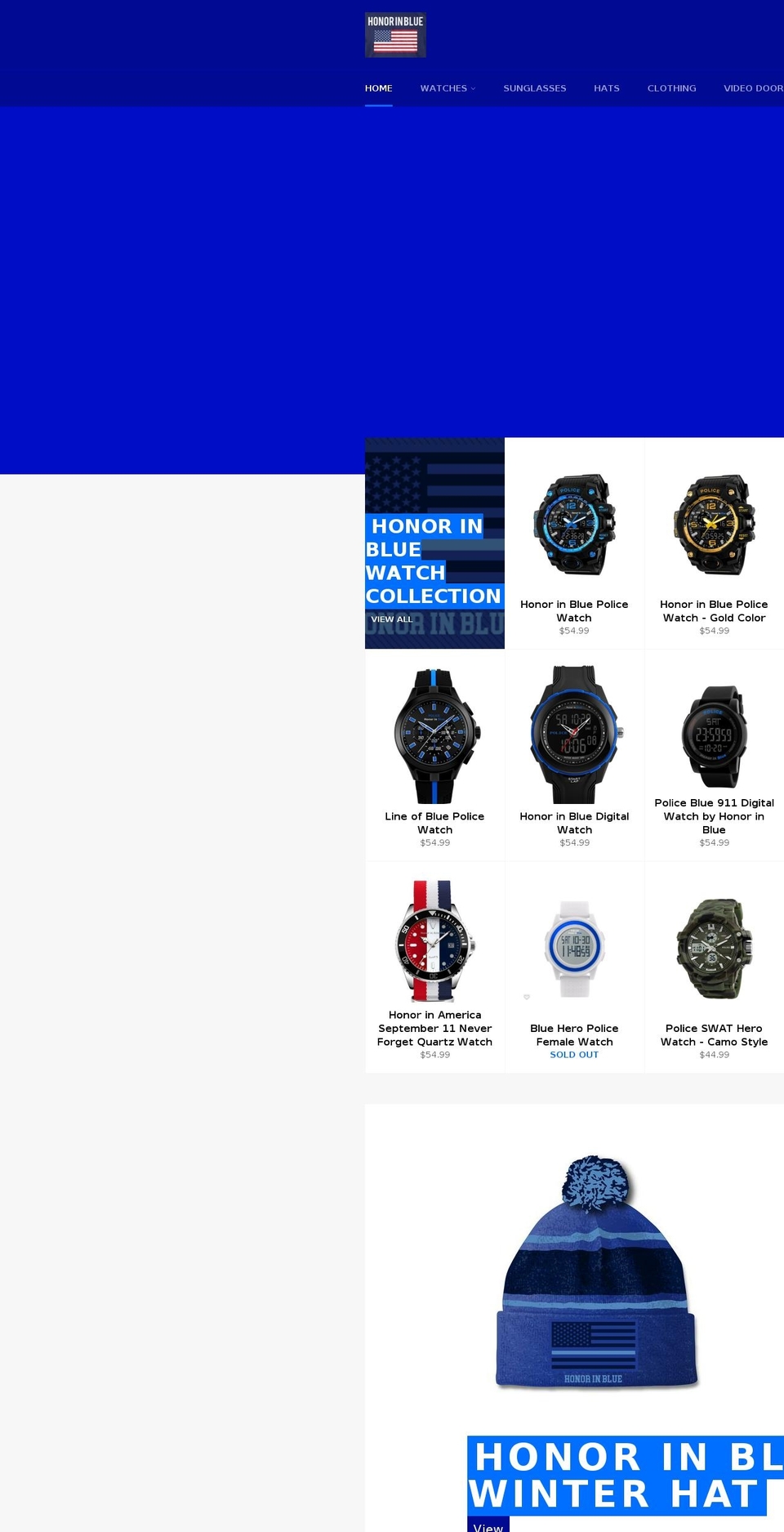 honorinblue.com shopify website screenshot