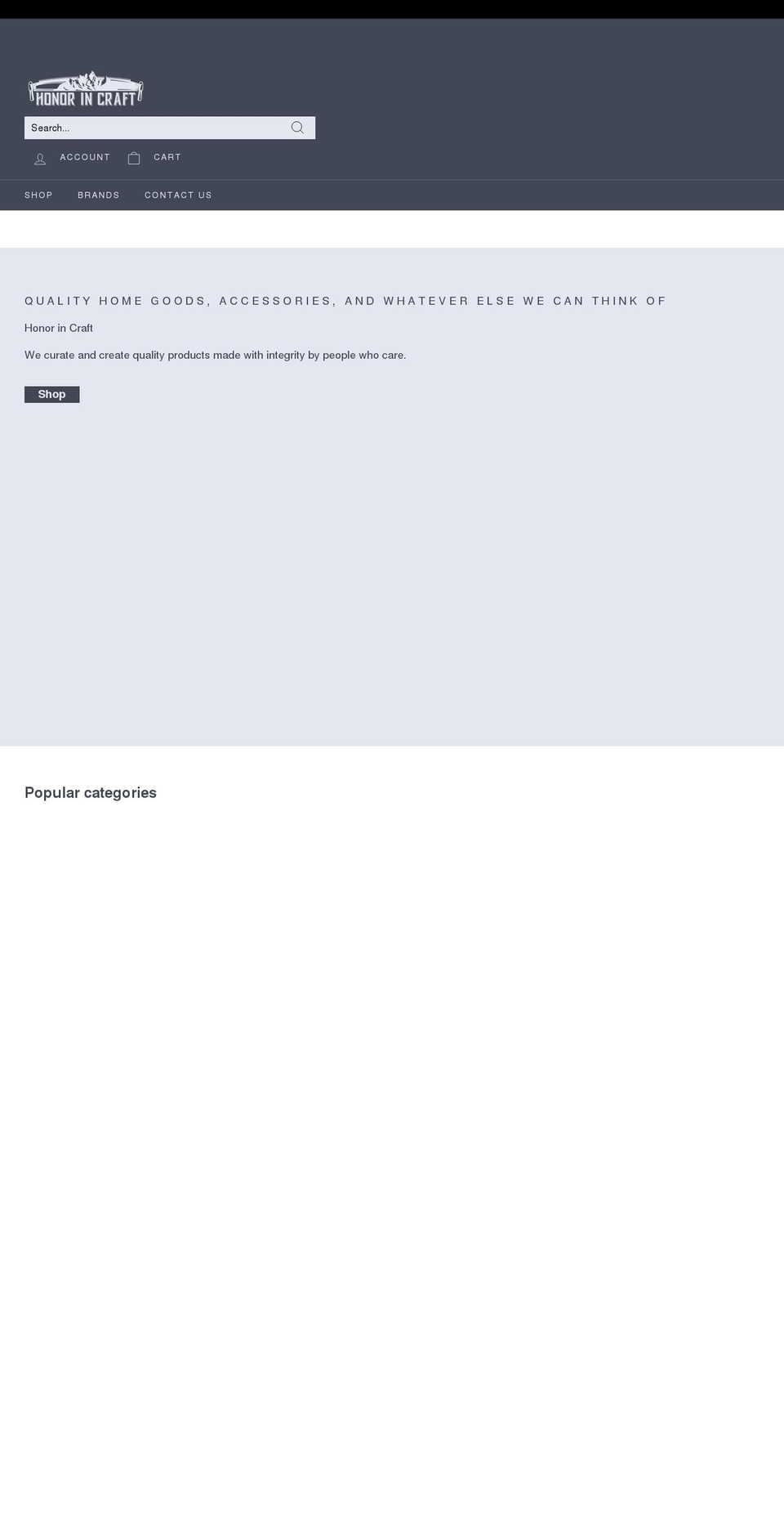 honorincraft.com shopify website screenshot