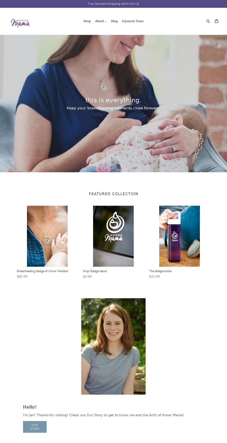 honormama.com shopify website screenshot