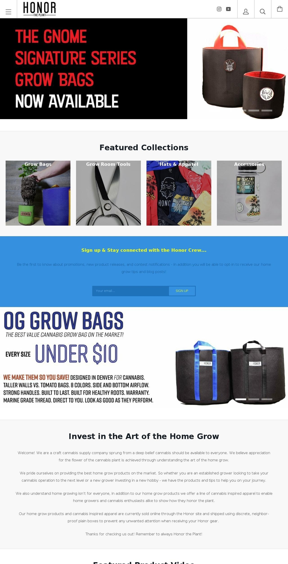 honortheplant.com — Shopify storefront screenshot