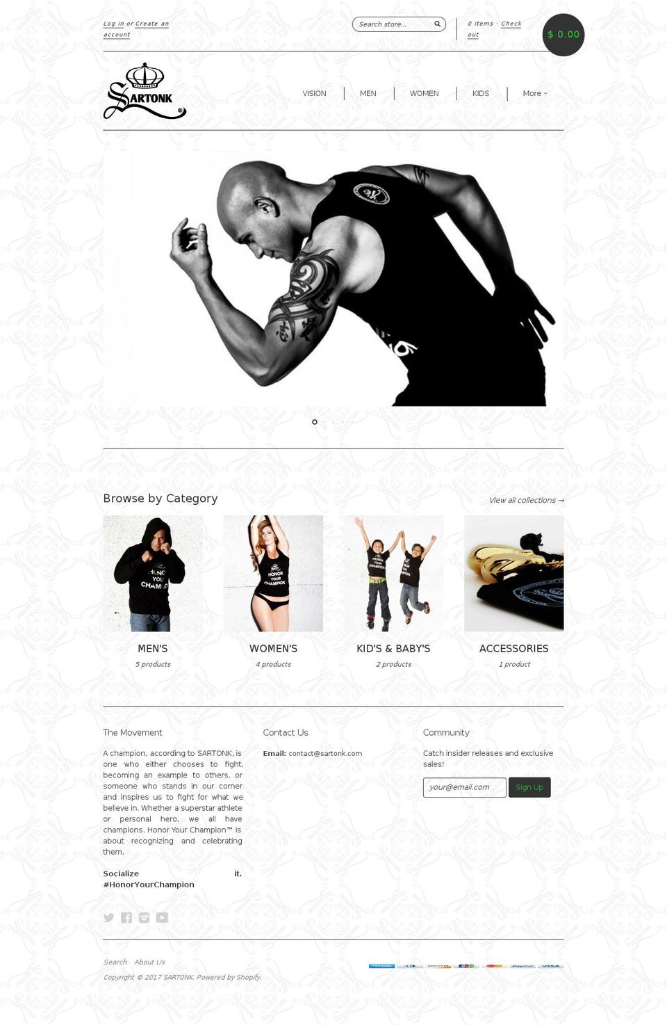 honoryourchampion.com shopify website screenshot