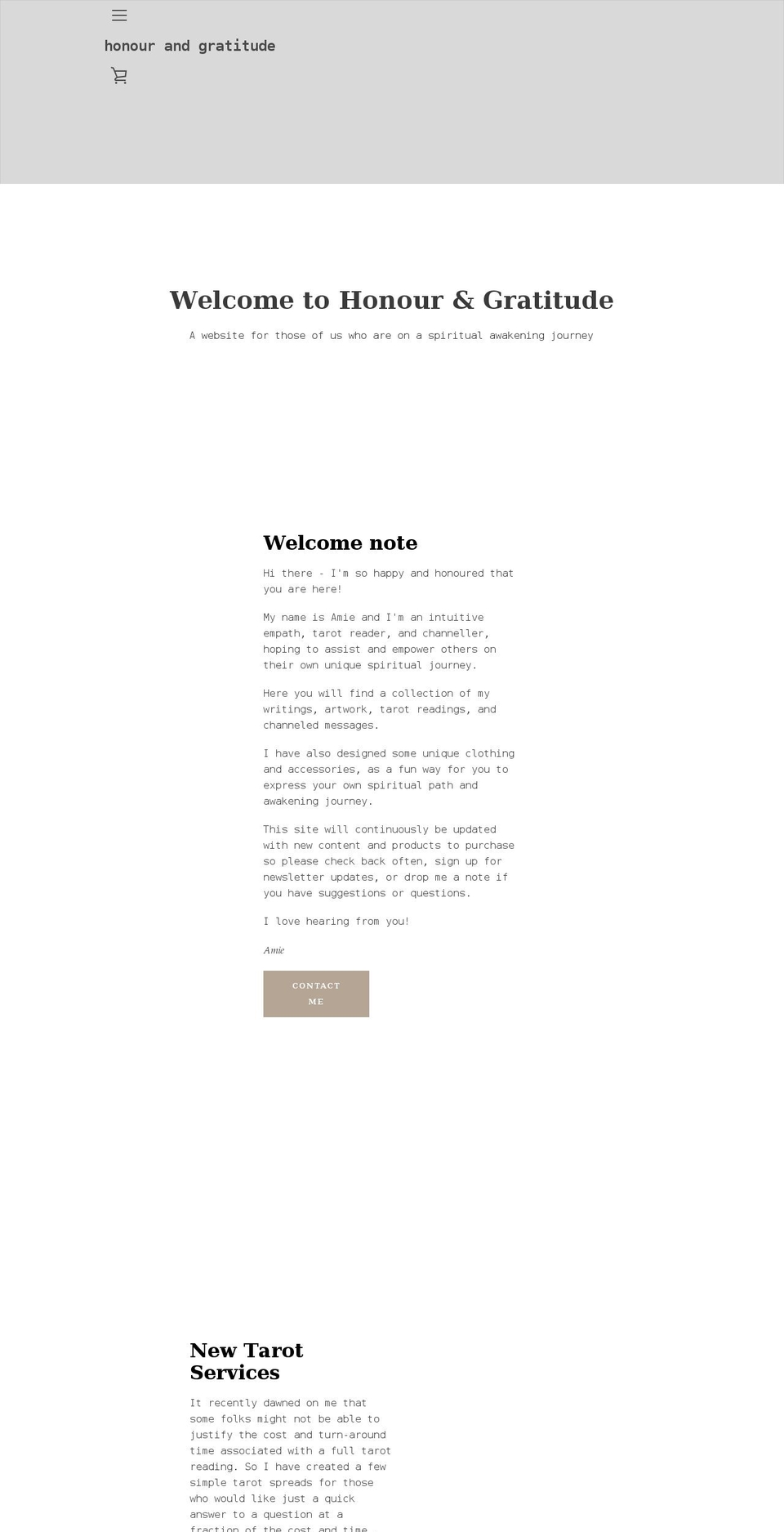honourandgratitude.com shopify website screenshot