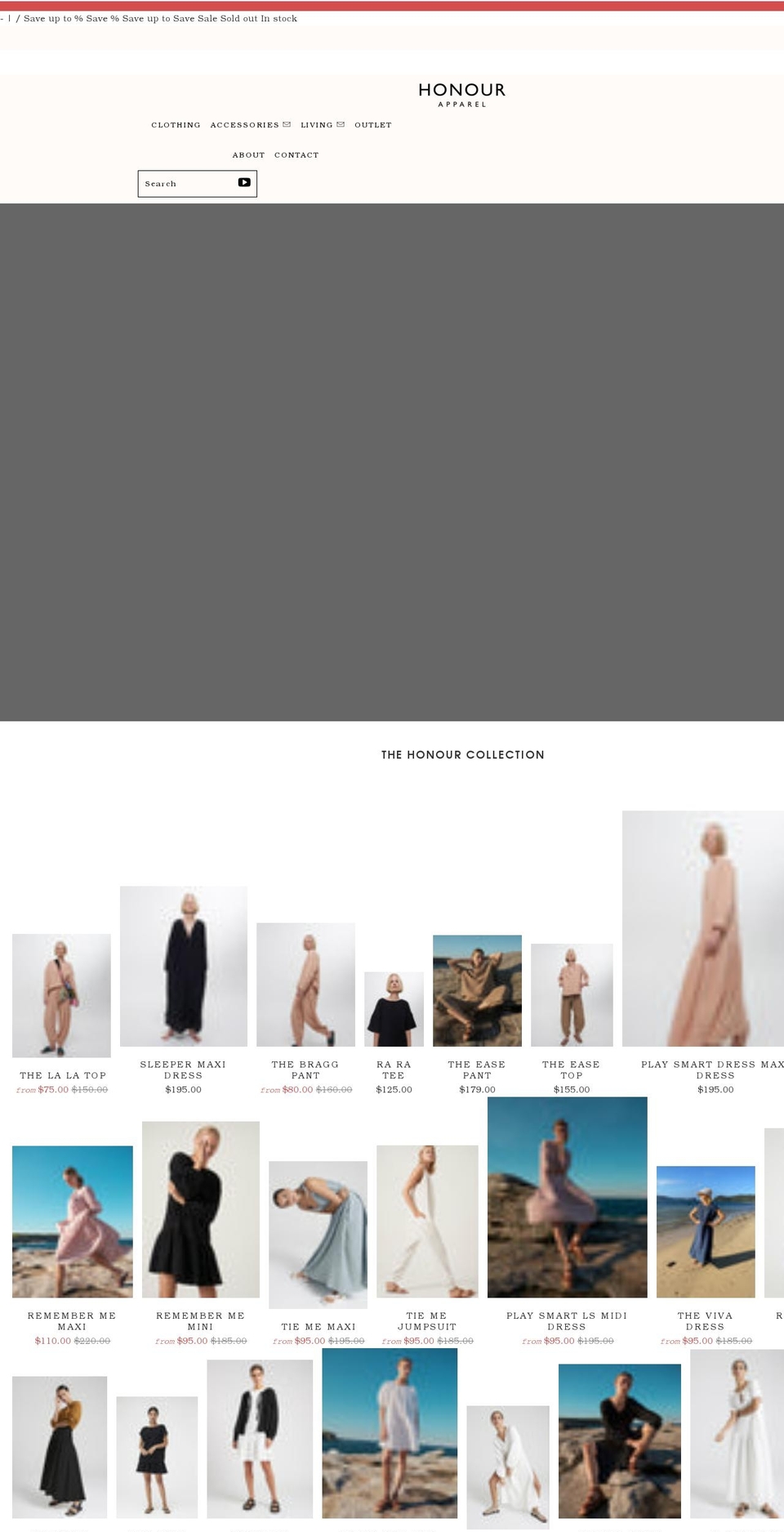 honourapparel.com.au shopify website screenshot