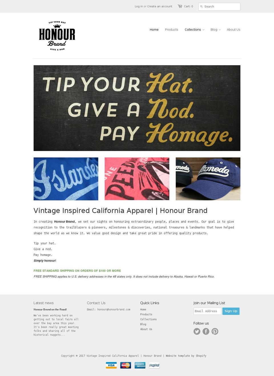 honourbrand.com shopify website screenshot