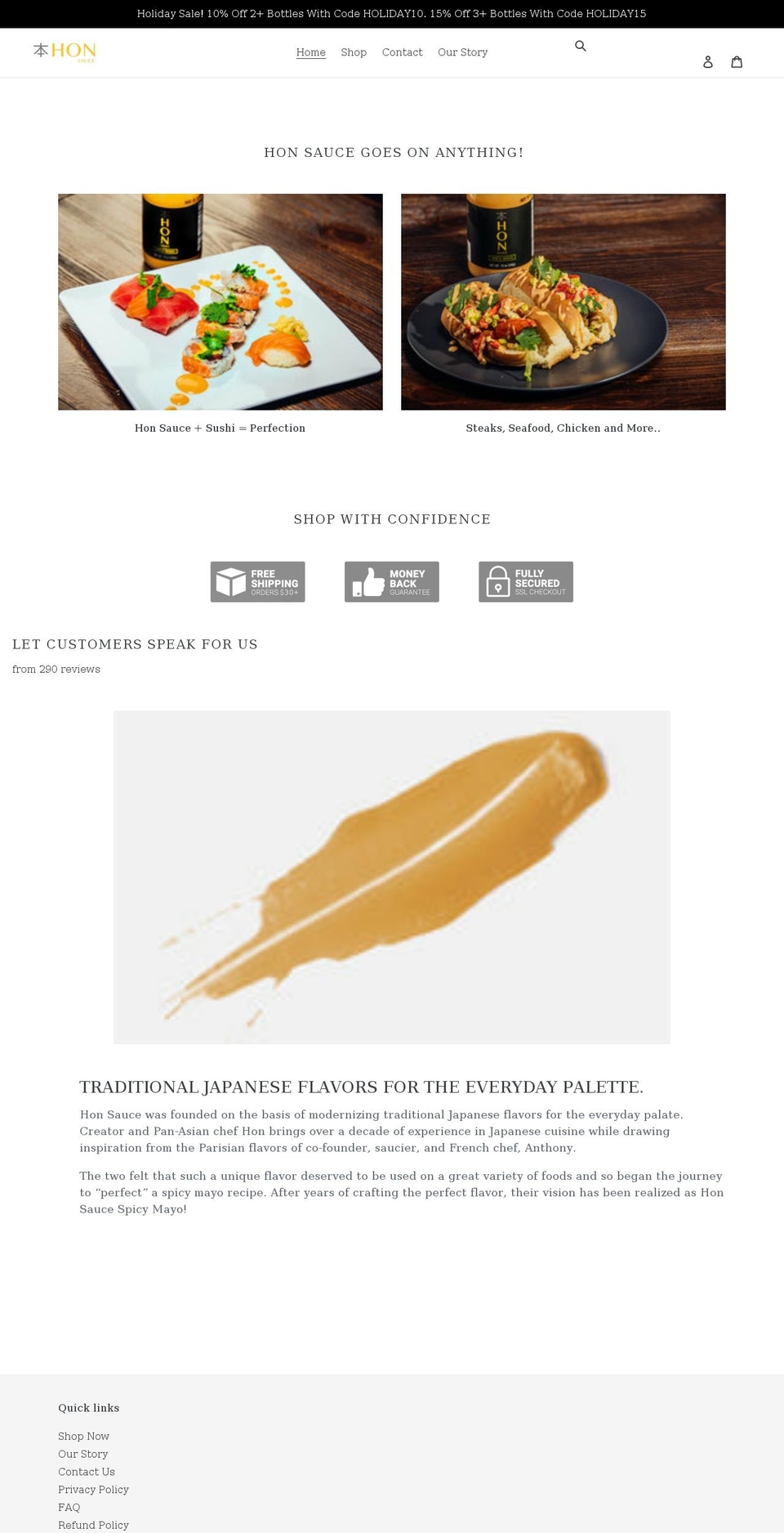 honsauce.com shopify website screenshot