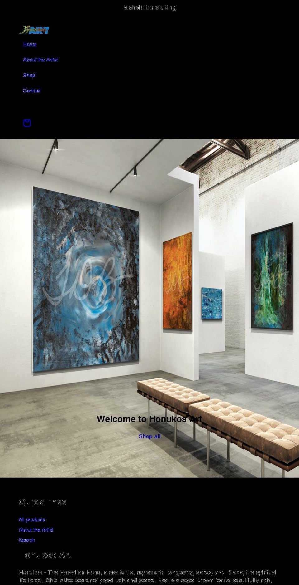 honukoaart.com shopify website screenshot
