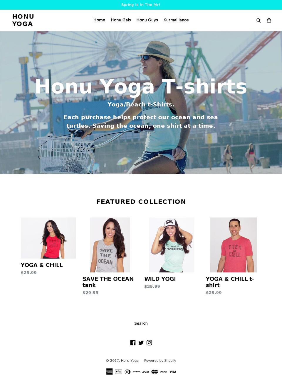 honuyoga.com shopify website screenshot