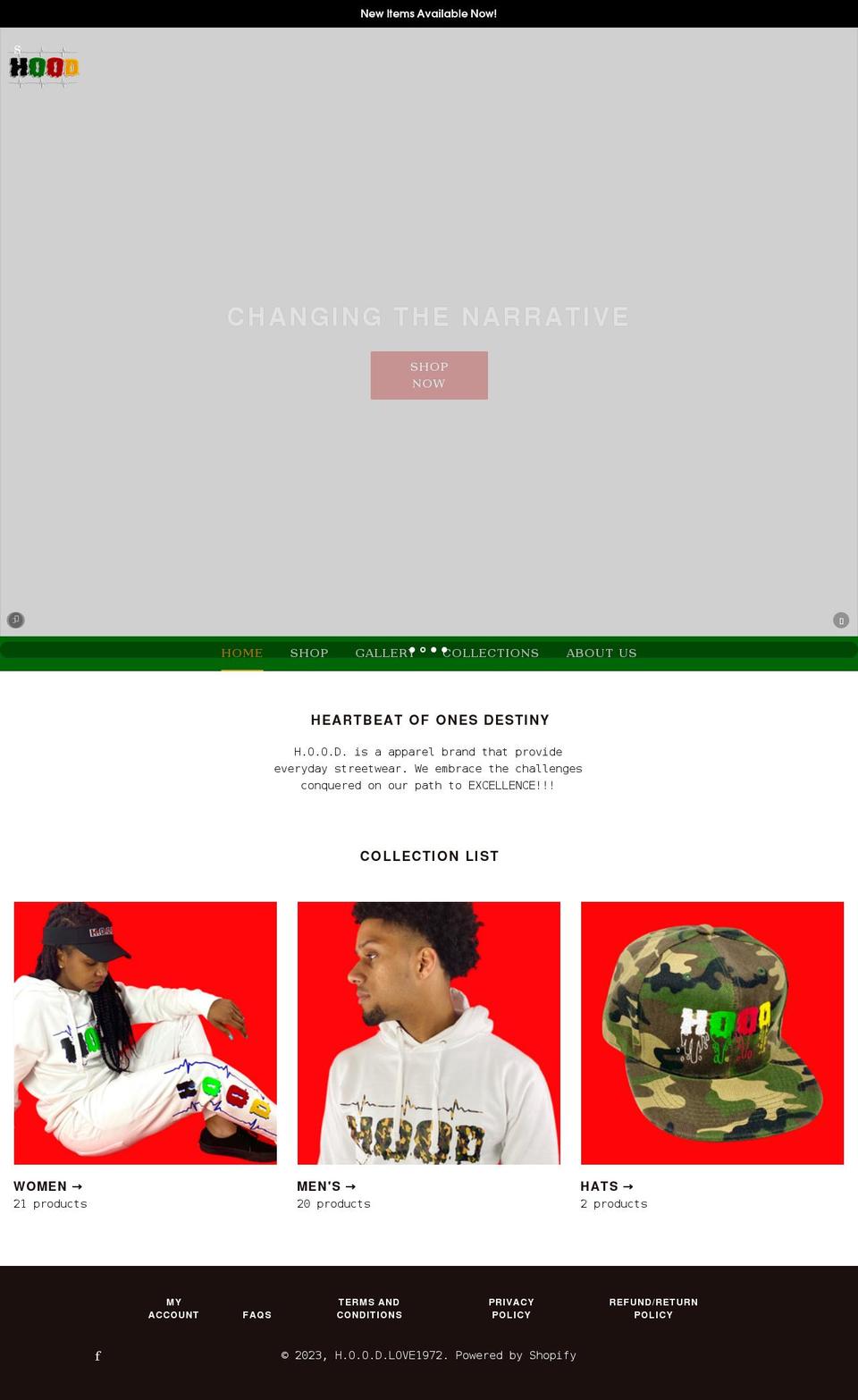 hood-clothing.com shopify website screenshot