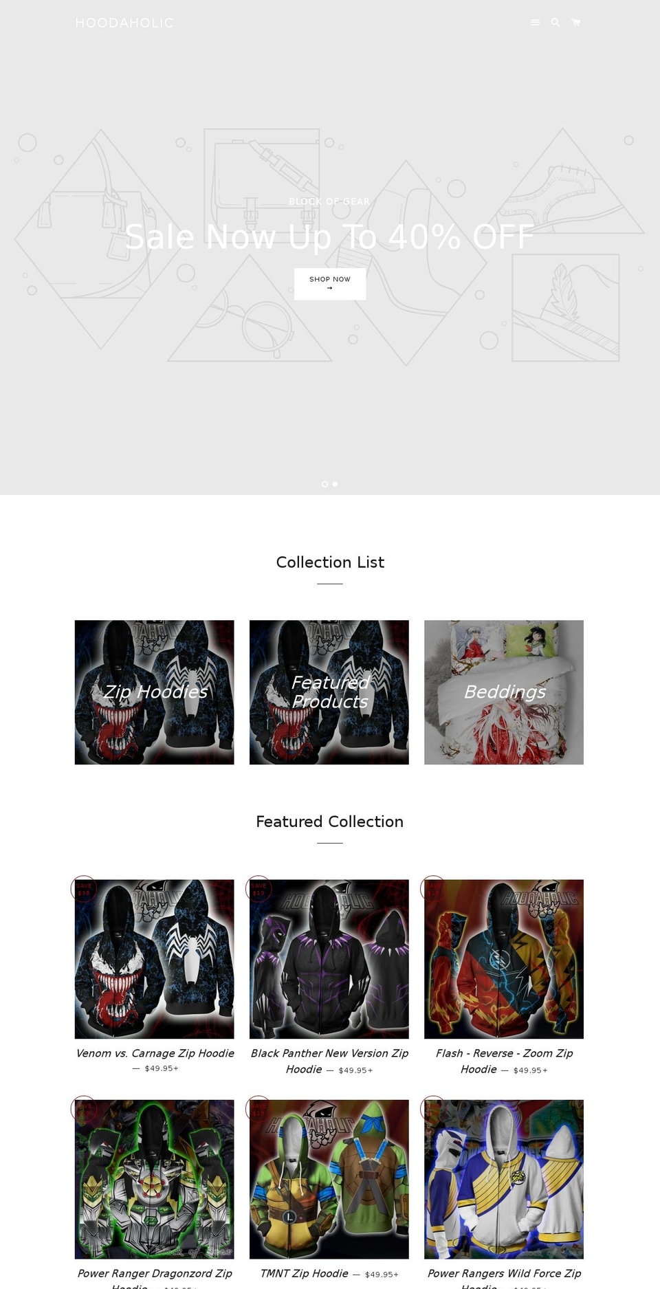 hoodaholic.com — Shopify storefront screenshot