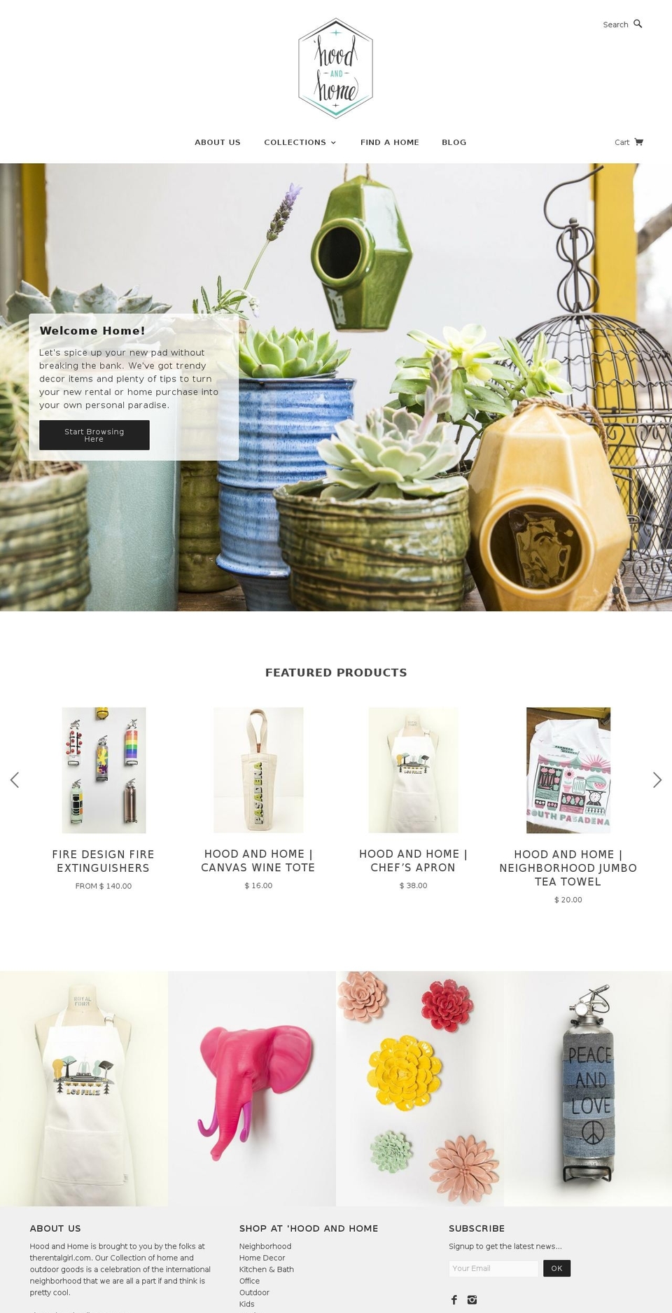 hoodandhome.com — Shopify storefront screenshot