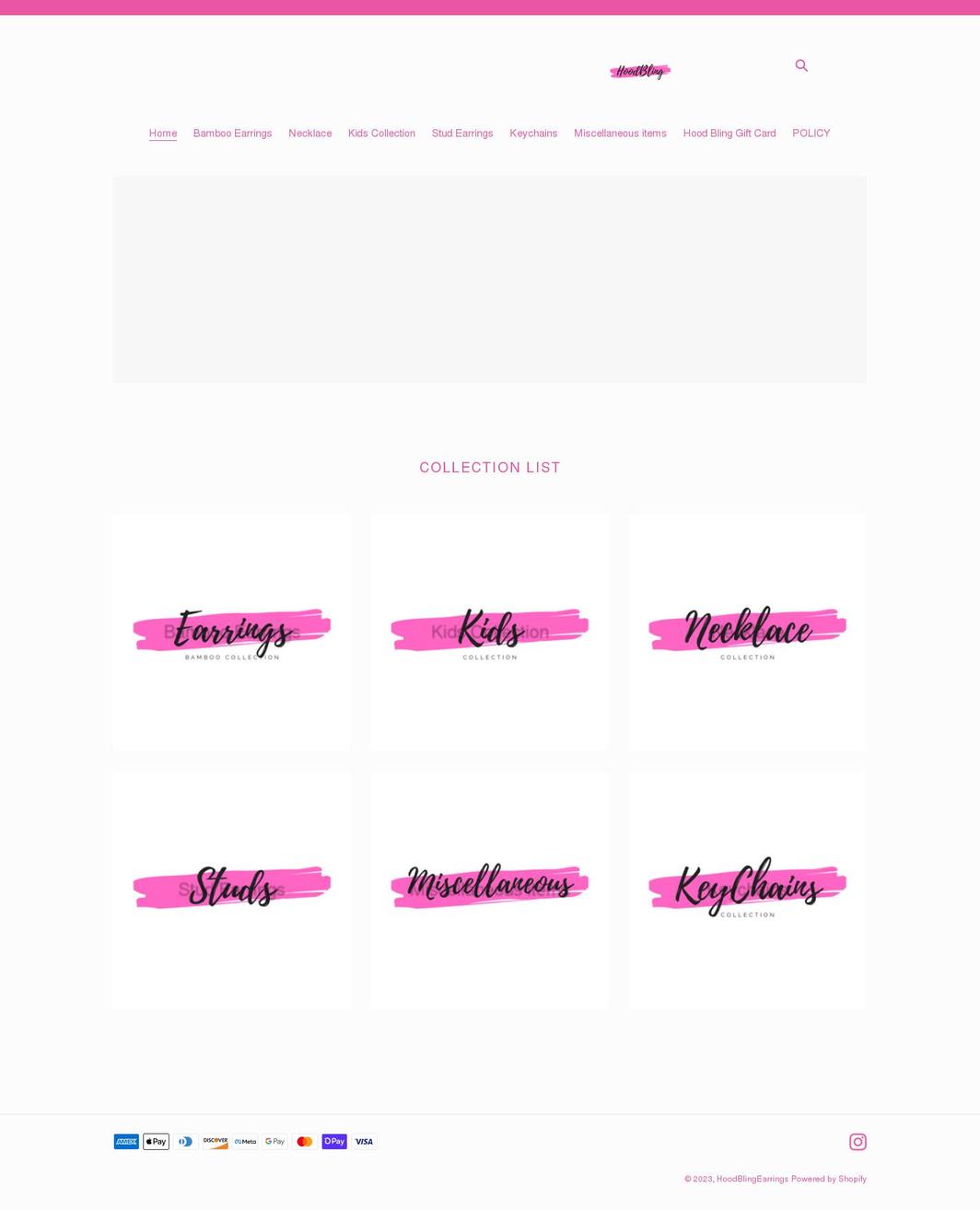 hoodblingearrings.com shopify website screenshot