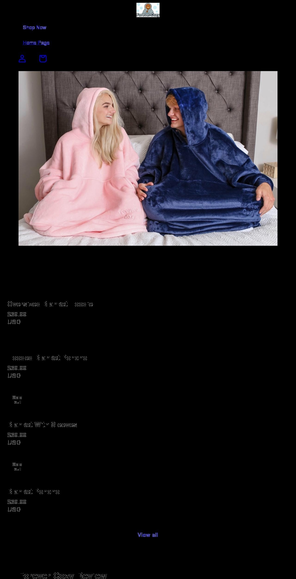 hoodedblanketsofficial.com — Shopify storefront screenshot