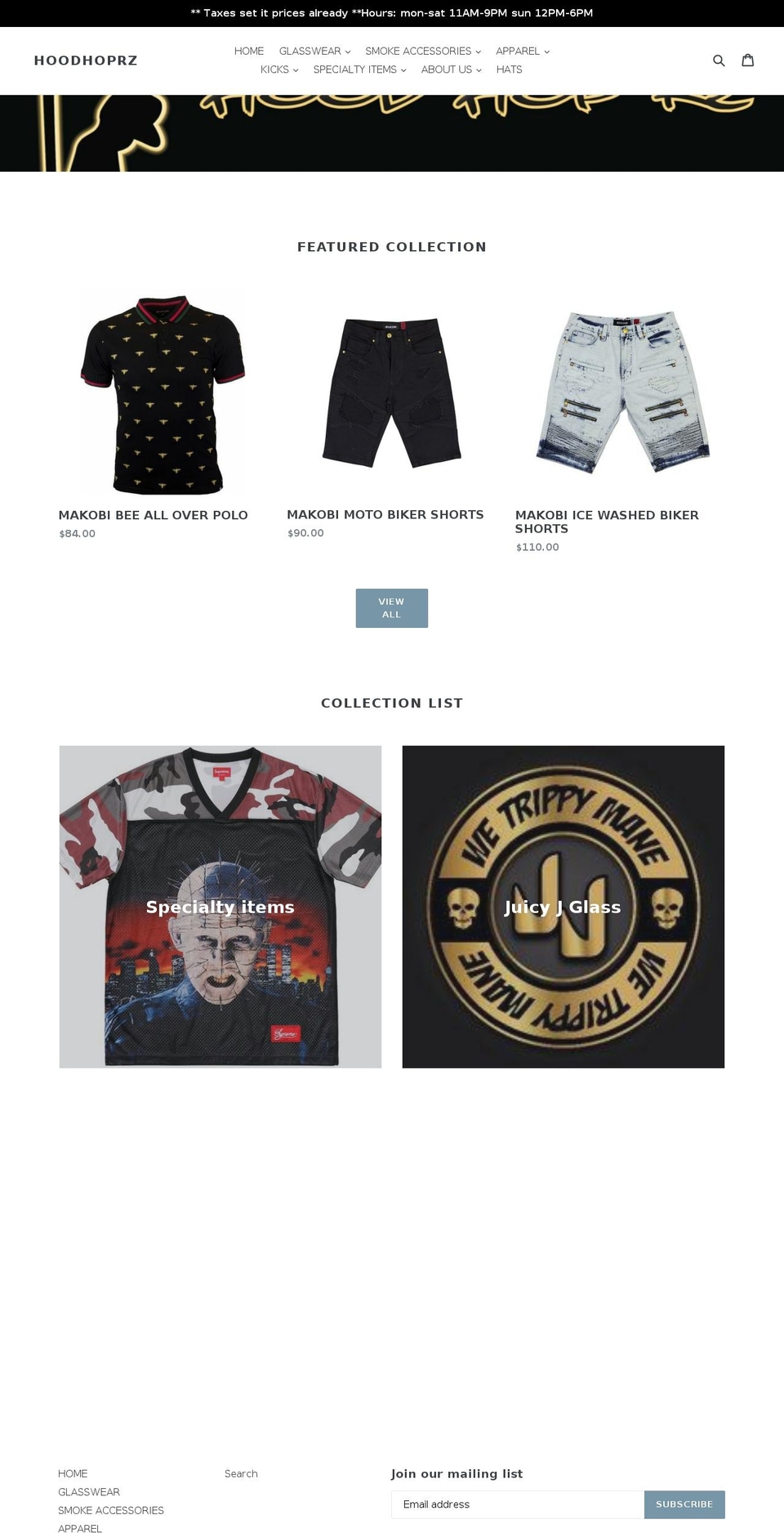 hoodhoprz.com shopify website screenshot