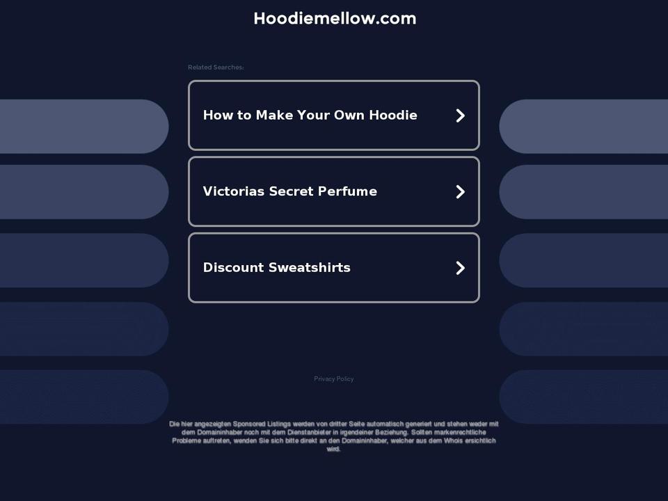 hoodiemellow.com — Shopify storefront screenshot