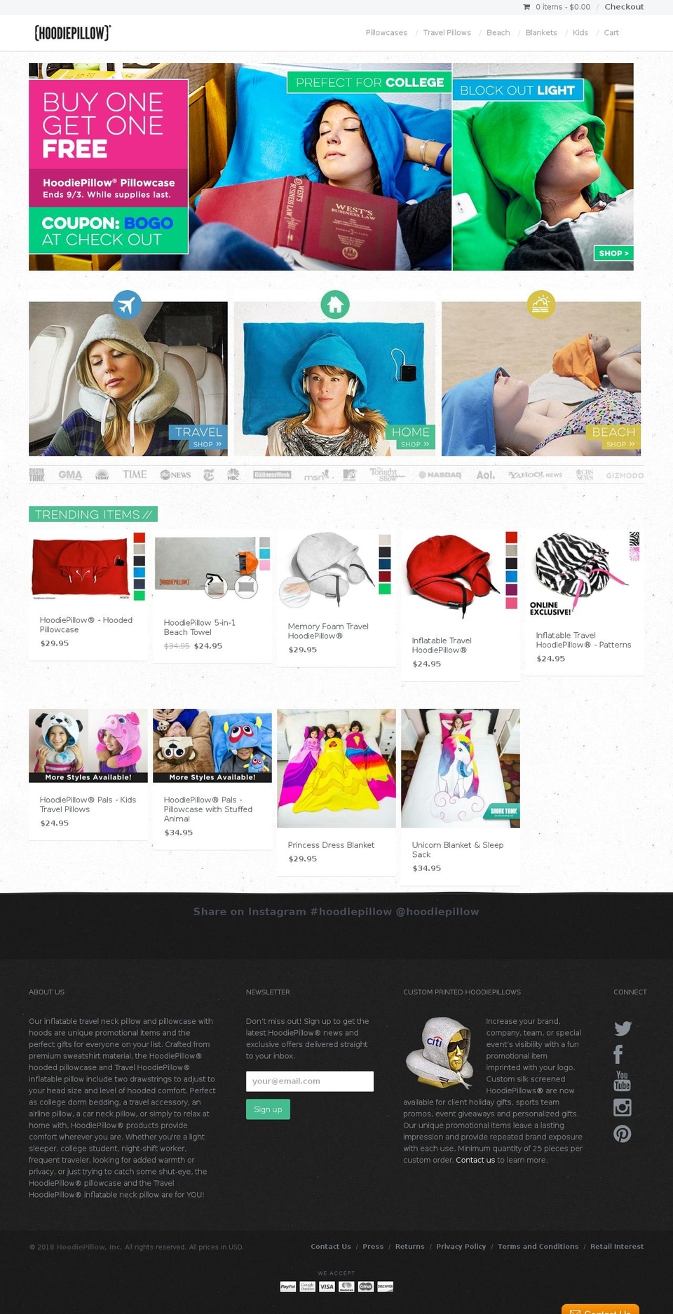 hoodiepillow.us shopify website screenshot