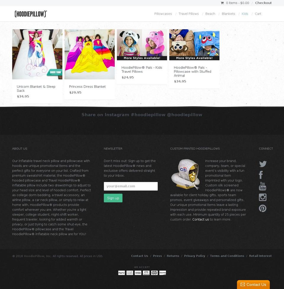hoodiepillowpets.com shopify website screenshot