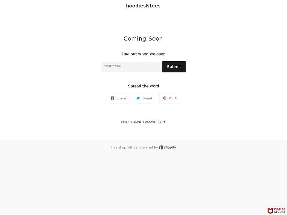 hoodiesntees.com — Shopify storefront screenshot