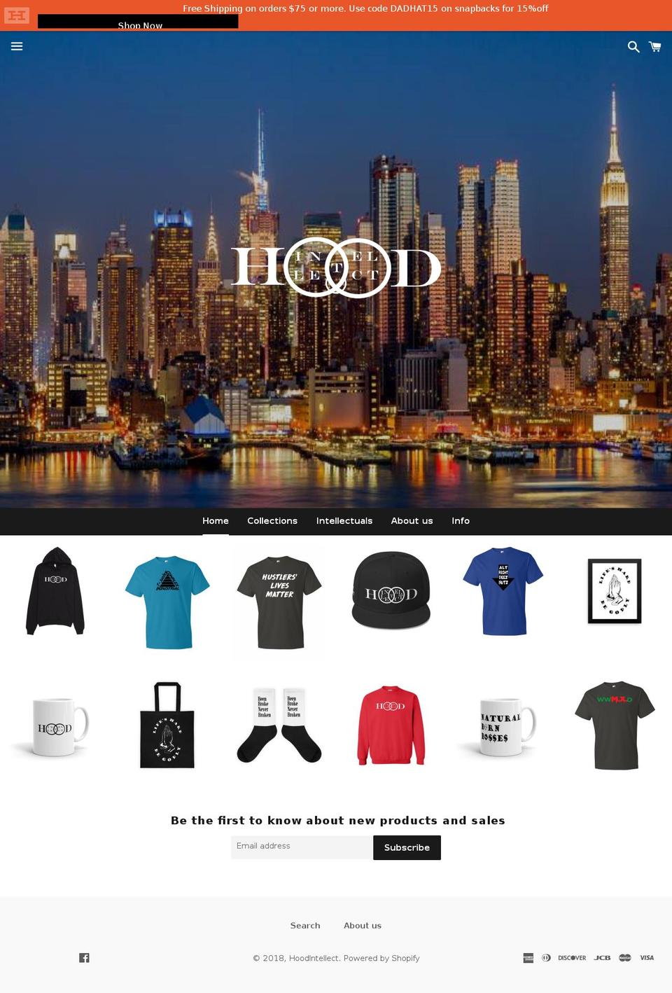 hoodintellect.com shopify website screenshot