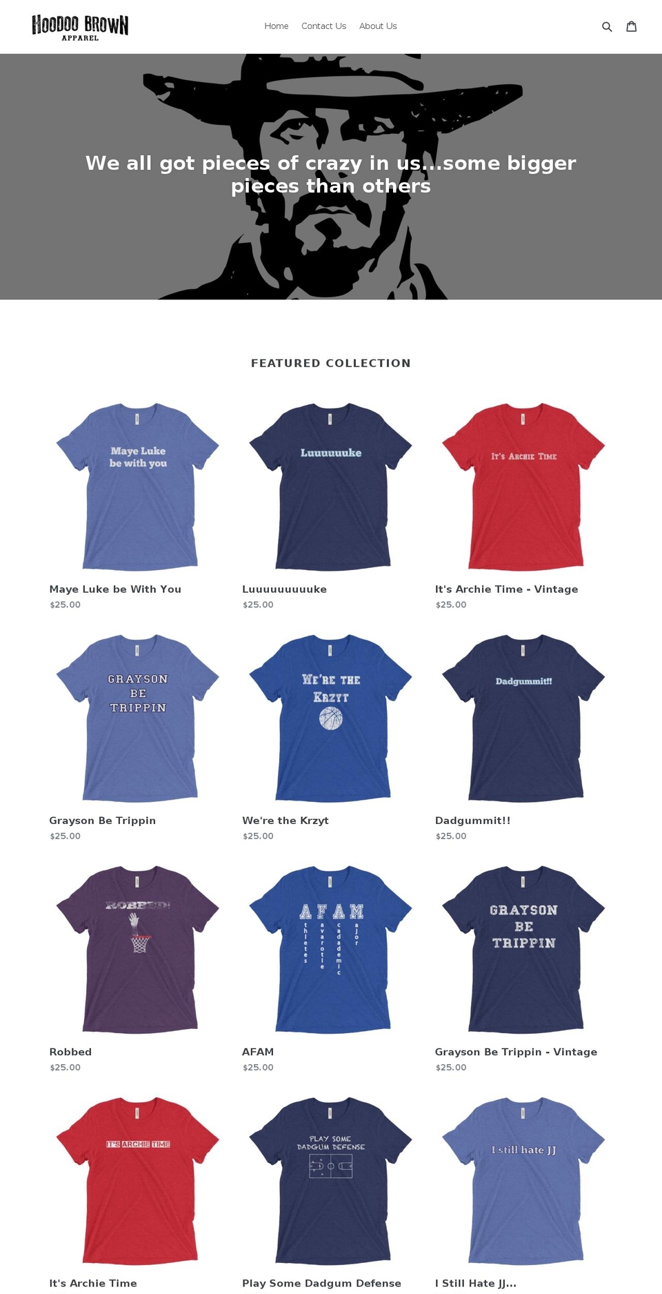 hoodoobrownapparel.com shopify website screenshot