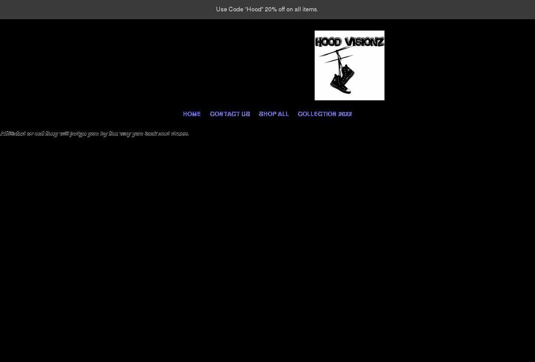 hoodvisionzclothing.com shopify website screenshot