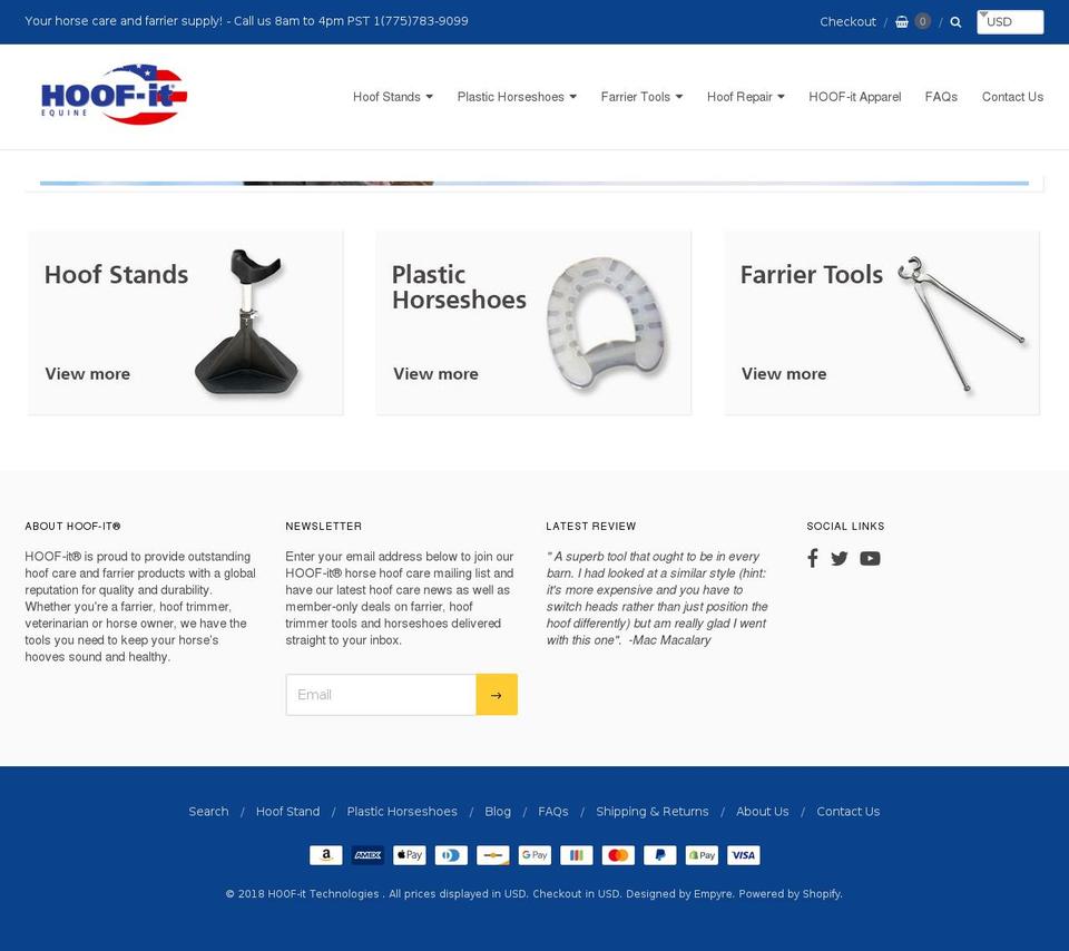 Hoof-it Shopify theme site example hoof-it.net
